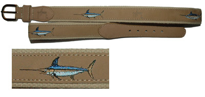 Guy Harvey - Offshore Slam Leather Belt in Khaki