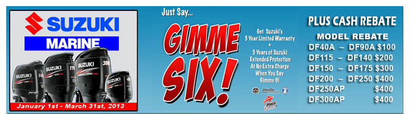 Suzuki 6 Year Warrenty and rebate offer