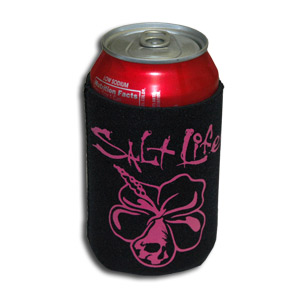 Salt Life - Signature Hibiscus Can Koozie Black