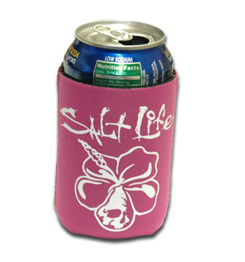 Salt Life - Signature Hibiscus Can Koozie Pink