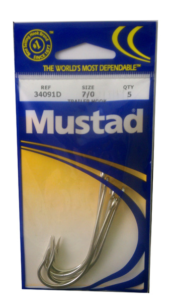 Mustad - 34091D O'Shaughnessy hooks - Size 7/0, 5 pack - $1.95