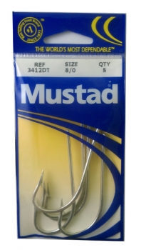 Mustad - 3412DT O'Shaughnessy hooks - Size 8/0, 5 pack - $3.95