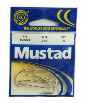 Mustad - Baitholder Hooks - Size 2/0, 8 pack - $1.95 - 92661-NI