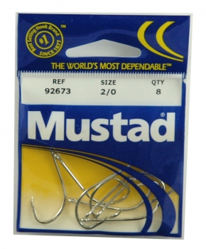 Mustad - Long Shank Beak Hook - Size 2/0, 8 pack - $1.95 - 92673-20 
