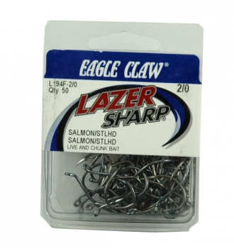 Eagle Claw - Lazer Sharp Live & Chunk Bait Hooks, Size 2/0 - 50 pack -  $12.95 - L194F-20 