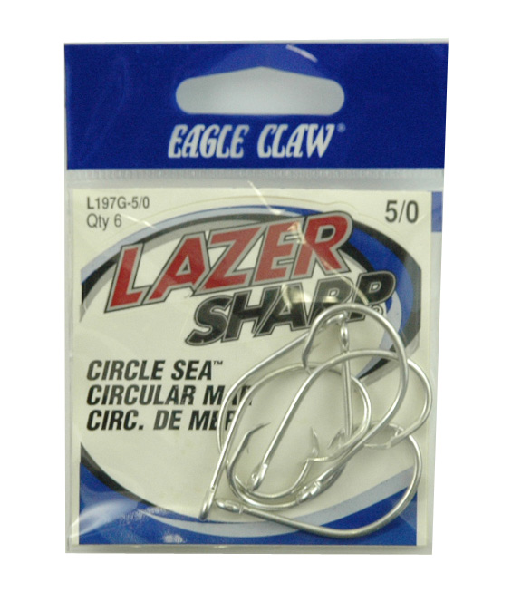 Eagle Claw - Lazer Sharp Circle Hooks, size 5/0 - 6 pack - $3.95 - L197G-50  
