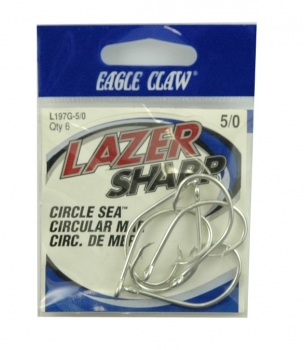 Eagle Claw - Lazer Sharp Circle Hooks, size 5/0 - 6 pack - $3.95 - L197G-50  