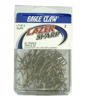 Eagle Claw - Lazer Sharp Trebble Hooks - size 2, 50 pack - $14.95