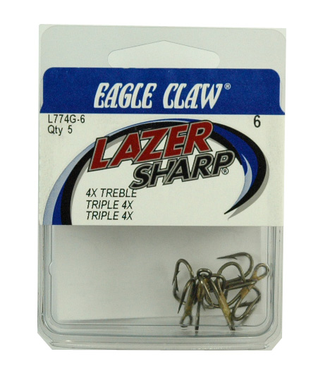 Eagle Claw - Lazer Sharp Trebble Hooks - size 6, 5 pack - $2.95 - L774G-6 