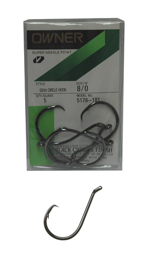 Owner - SSW CIRCLE HOOK, size 8/10, 5 pack - $4.95 - 5178-181 