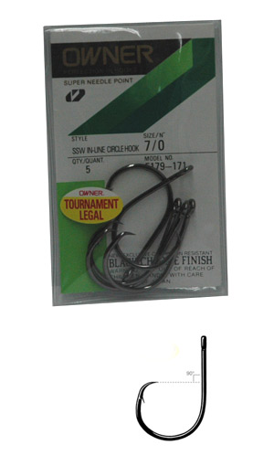 Owner - SSW INLINE CIRCLE HOOK, size 7/0, 5 pack - $4.95 - 5179-171 